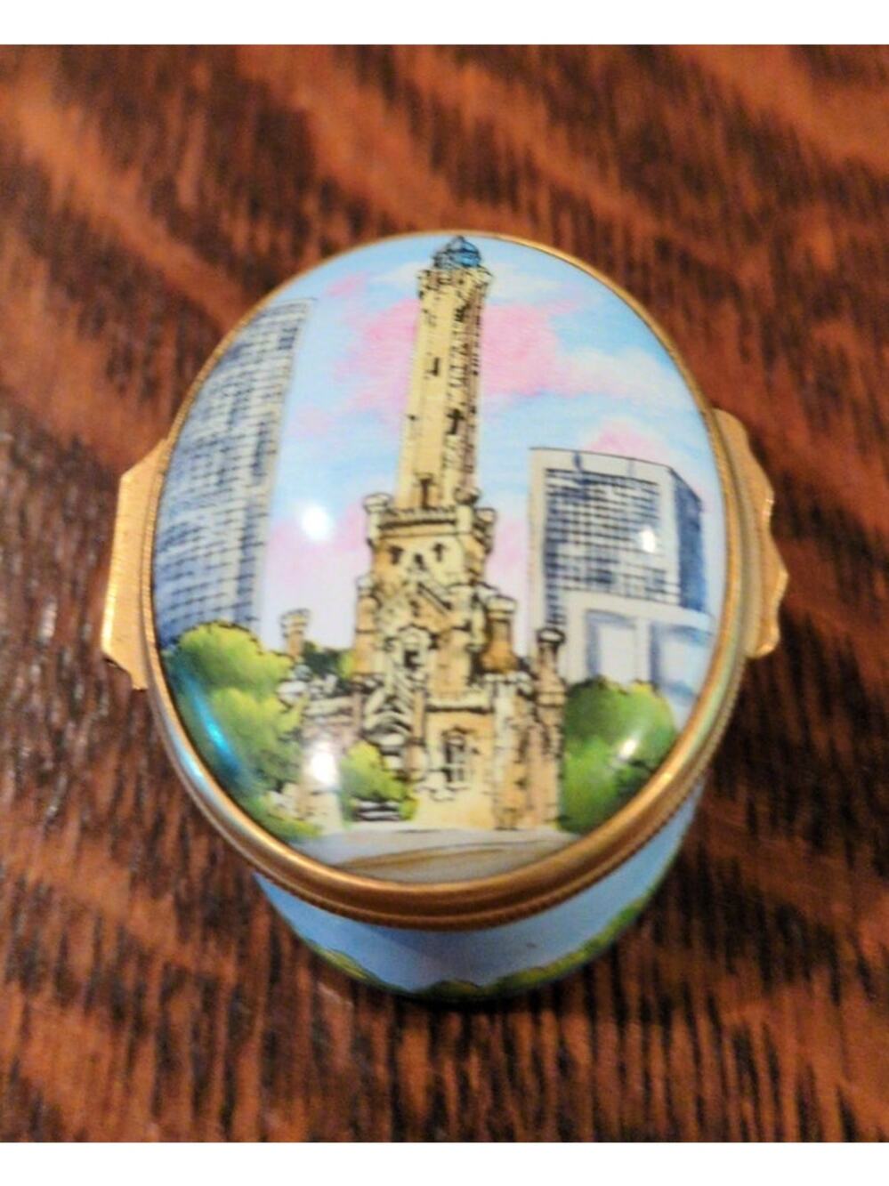 Halcyon Days Enamels for Tiffany & Co Trinket Box Chicago 1837 Water Tower City